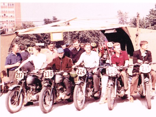 Photo -  Informal pre event British Trophy Team portrait ISDT 1959 (Colin Moram collection)
