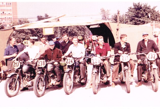 Photo - Informal pre event British Trophy Team portrait ISDT 1959 (Colin Moram collection)