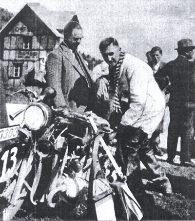 Photo - Henne BMW of German Trophy Team with on left Kroth the president of ADAC ISDT 1931 (Speedtracktales Archive)