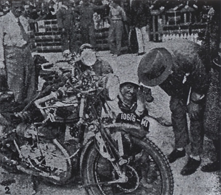 Photo - British Competitors Miss E Foley on Gilera ISDT 1931 (Speedtracktales Archive)
