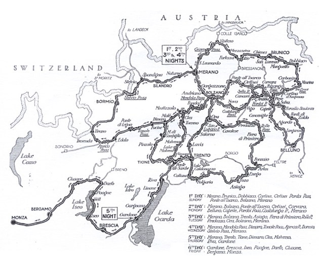 Image - scanned copy of original route map for the ISDT 1931