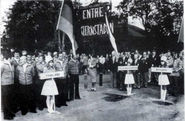 Photo - West German, Czech and Swiss teams at the opening parade ISDT 1978