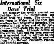 Image - scanned article on event in the Advertiser, Adelaide, Australia 14 September 1933 ISDT 1933