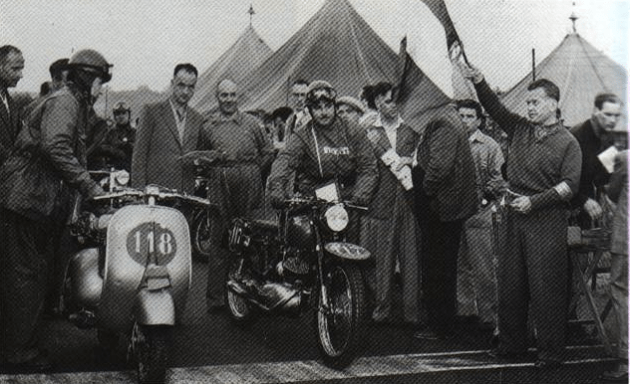 Photo of Bruno Romano at the start ISDT 1951
