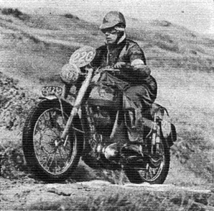 photo - The Eunant pass holds no terrors for #220 NS Holmes (497 Ariel) [BOF 258]- a Thursday picture ISDT 1954 (Speedtracktales Archive)