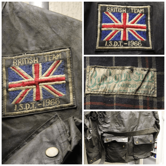 ISDT Great Britain Team Barbour introduced in the 1930's and used well into the 1970's and now a retro classic fashion item on every high street