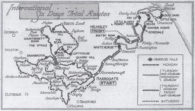 image - scanned copy of map of ISDT route ISDT 1928