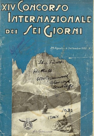 Image - scanned cover Official Programme of ISDT 1932 (Greenwood Family Collection)