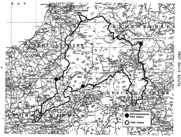 Image of scanned copy of course map for Day 1 ISDT 1933