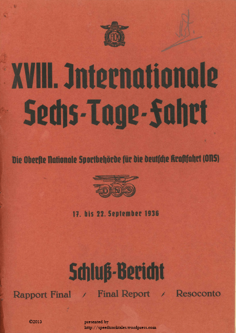 Image - Scanned cover of FICM Final Report with full results ISDT 1936