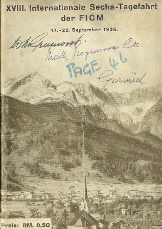 Image - scanned cover Official Programme of ISDT 1936 (Greenwood Family Collection)