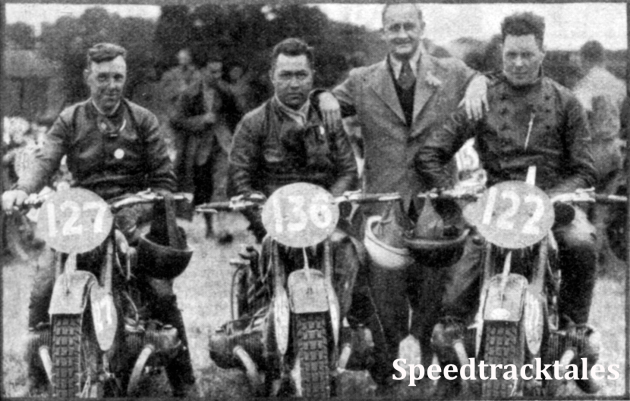 Photo - The Dutch 'A' team winners of the Vase - #127 AP van Hamersveld, #136 G Bakker-Schut and #122 J Moejes, all riders of BMWs ISDT 1937 (Speedtracktales Collection) 