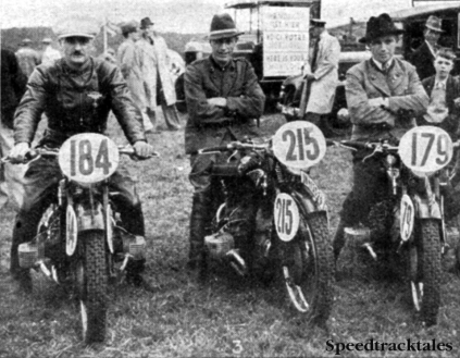 Photo - Germany 'A'Vase team l-r #184 R Seltsam (493 Zundapp) #215 A Schaeffer (493 Zundapp) #179 F Mayer (493 Zundapp) ISDT 1937 (Speedtracktales collection)