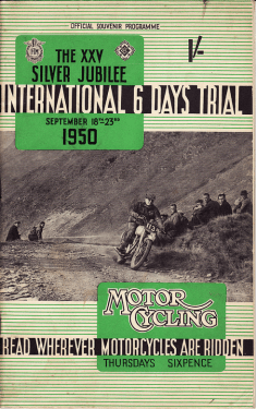 Programme Cover ISDT 1950 Wales