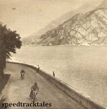Photo - A fine scene by Lake Como; the leading competitor is A Montanari (Guzzi) ISDT 1951 (speedtracktales archive)