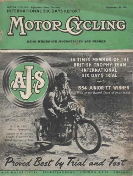 Image - scanned cover of Motor Cycling 30 Sept 1954 issue