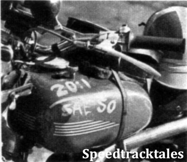 Photo - Make no mistake? Lubrication instructions on a Swedish Husqvarna ISDT 1954 (Speedtracktales Collection)
