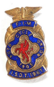 Photo - Souvenir lapel badge ISDT 1961 (Courtesy eBay)