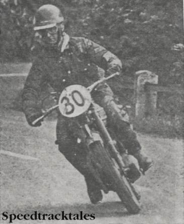 Photo - Gordon Blakeway heels over his Triumph on a road section of the course he went out on the last day with clutch trouble ISDT 1962 (Speedtracktales Collection)