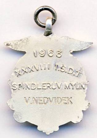 Silver Medal (rear) of V Nedvidek ISDT 1963