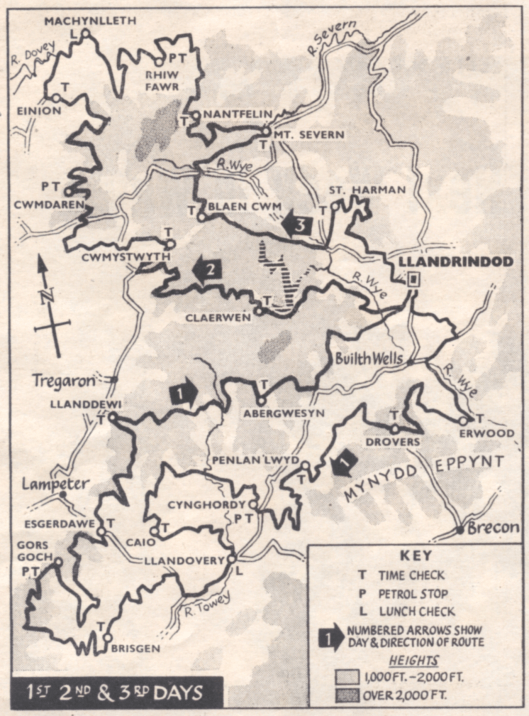 Image of Scanned map from 'Motor Cycling' showing Day 1 - 3 route of ISDT 1961
