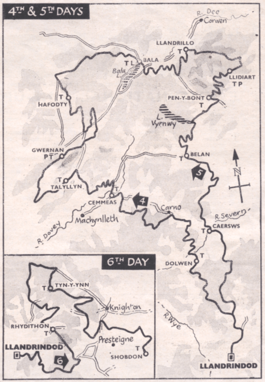 Image of Scanned map from 'Motor Cycling' showing Day 4 - 6 route of ISDT 1961