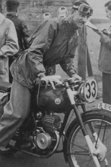 Montesa D51 with Sr. Paco Bulto of the family who's family name came to grace the Bultaco - ISDT 1951