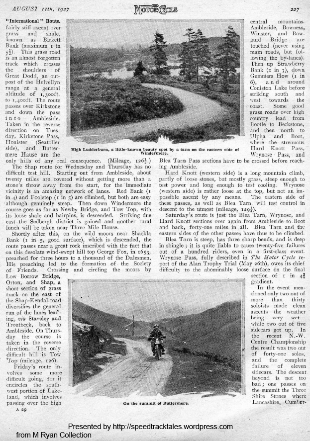 Images - scanned page of the Motorcycle 11 August 1927