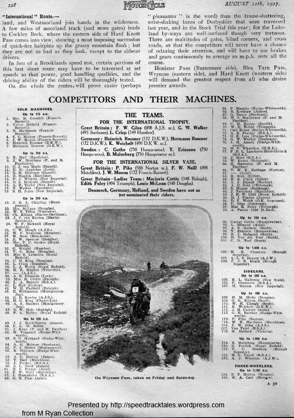 Images - scanned page of the Motorcycle 11 August 1927