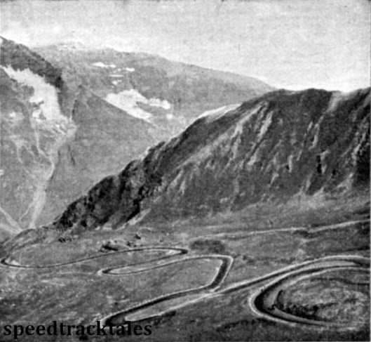 Photo - the wild beauty of the Grossglockner Pass with its magnificently engineered road is seen in this view from one of the resting places provided for the tourists - but not for competitors in the trial ISDT 1939 (Speedtracktales Archive)