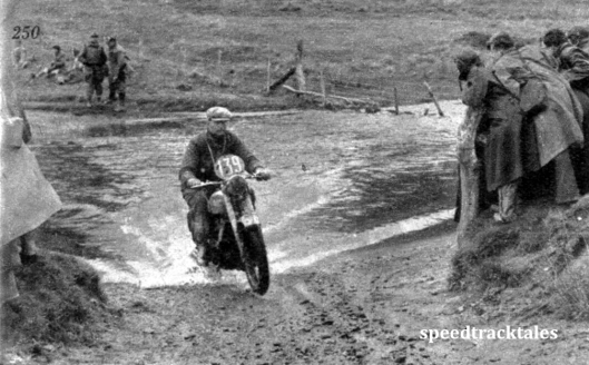 Photo - Only Matchless twin in the trial ; the rider is #139 JF Kentish ISDT 1950 (Speedtracktales Archive)