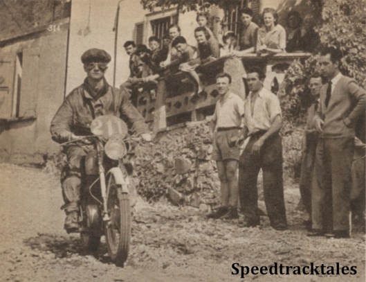 photo - All eyes on#211 J Morrison (197 D.M.W) as he passes through ISDT 1951 (Speedtracktales Collection)