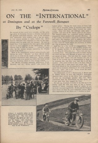 Image of scanned article Motor Cycling with review and analysis on the hosting of the event pt 2