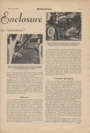 Image of scanned page from Motor Cycling report on the designs at the ISDT 1937 - 2