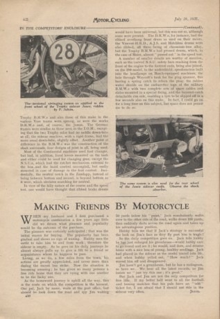 Image of scanned page from Motor Cycling report on the designs at the ISDT 1937 - 1
