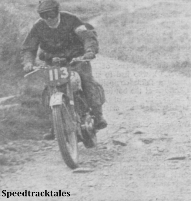 Photo - Great Britain Trophy Team rider #113 Fred Rist (BSA) gets a move on at Tregaron ISDT 1949 (Speedtracktales Collection)