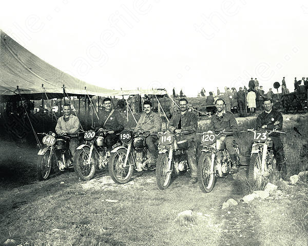 Murray (number 120) on his 500T at the 1949 ISDT. He won a gold medal.