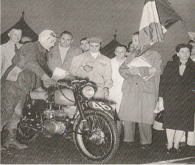 Photo of Britain's great lady rider the incredible Olga Kevelos on her Parilla 125