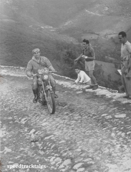 photo - #203 Jack Stocker, ("500 twin") on one of the many sections which really tested front and rear suspension ISDT 1951 (Speedtracktales collection)