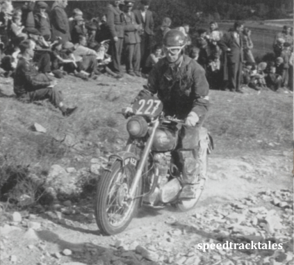photo - #227 Don Evans [LWP 423], British Vase 'B' Team , makes a fast safe ascent of a rock-strewn hillside ISDT 1953 (Speedtracktales collection)