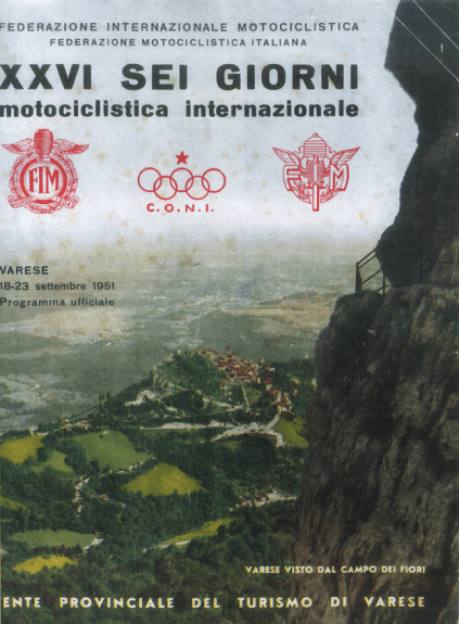 Image of scanned cover of official event programme of 26th ISDT 1951