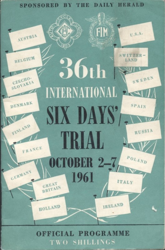 Image - scanned cover of Official Programme ISDT 1961 (Courtesy Kershaw Collection)