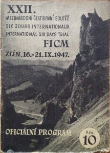 image - cover of the official event programme for the 22nd ISDT 1947 16 - 21 September 1947 held in Zlin in Czechoslovakia.