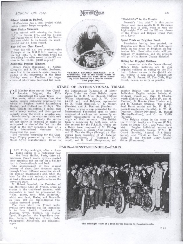 Photo of scanned image of 'the Motor Cycle' ISDT 1924