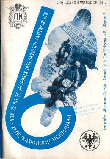 Image - scanned cover of Official Programme for the ISDT 1958 at Garmisch Parternkirchen