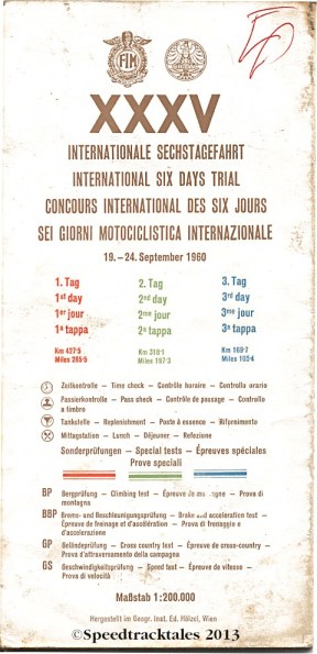 Image - scanned cover and key to route map days 1-3 ISDT 1960