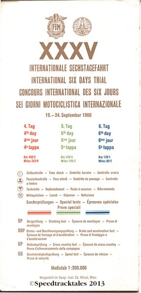 Image - scanned cover and key to route map days 4-6 ISDT 1960