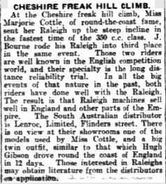 image - scanned article on Marjorie Cottle in The Register, Adelaide, Tuesday July 14 1925