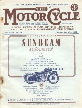 Click on map to enlarge Image of cover of ' The Motor Cycle' Thursday July 15th 1937