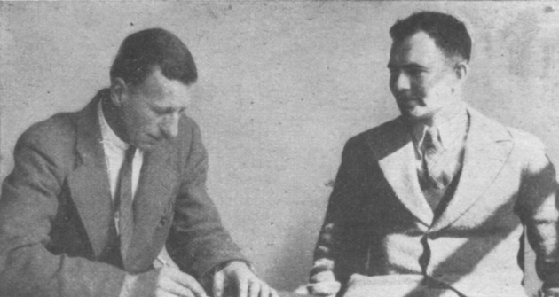 Jim Alves being interviewed by the journalist 'Torrens' of 'the Motor Cycle'